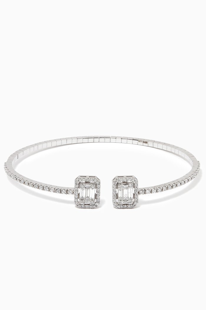 

Diamond Cuff Bracelet in 18kt White Gold, Silver