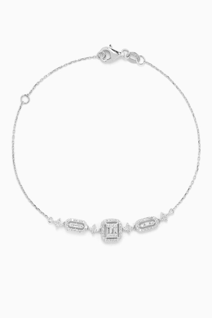 

Triple Motif Tennis Bracelet in 14kt White Gold, Silver