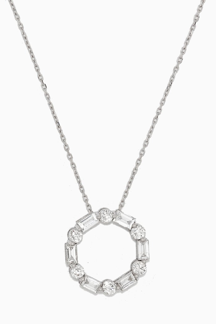 

Circle Diamond Necklace in White Gold, Silver