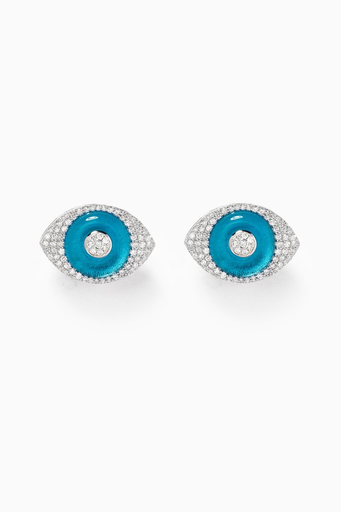 

Evil Eye Diamond Studs in White Gold, Silver