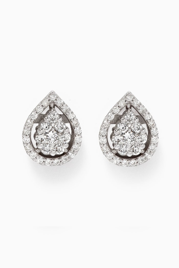 

Framed Pear Studs in White Gold, Silver