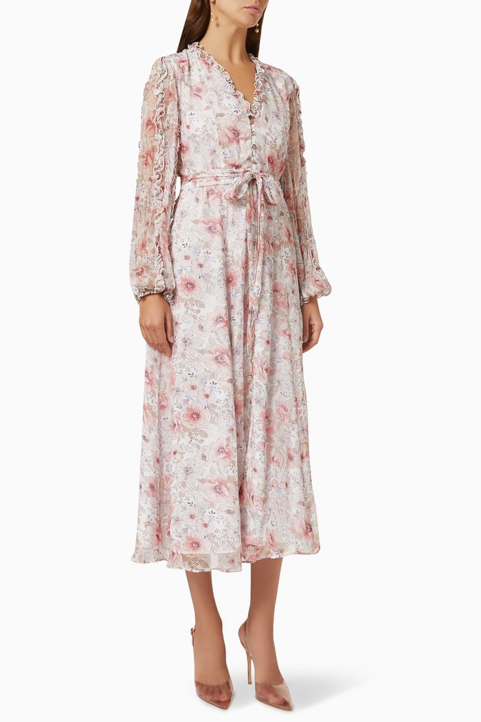 

Cascade Midi Dress in Viscose, Purple
