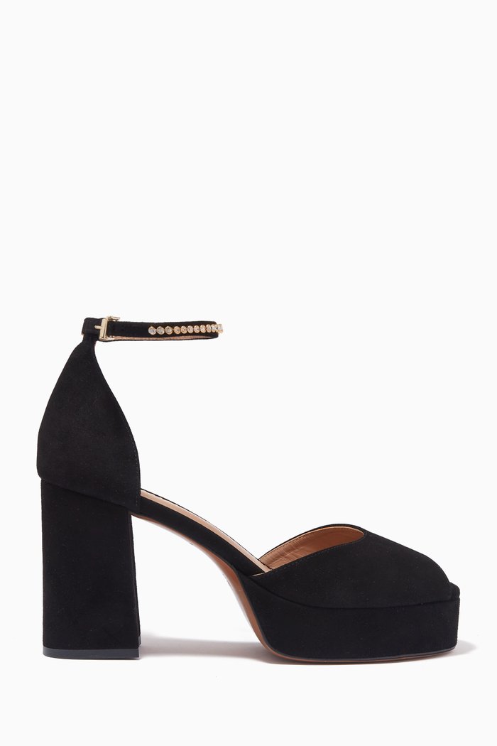 

Chunky Platform Sandals in Suede, Black