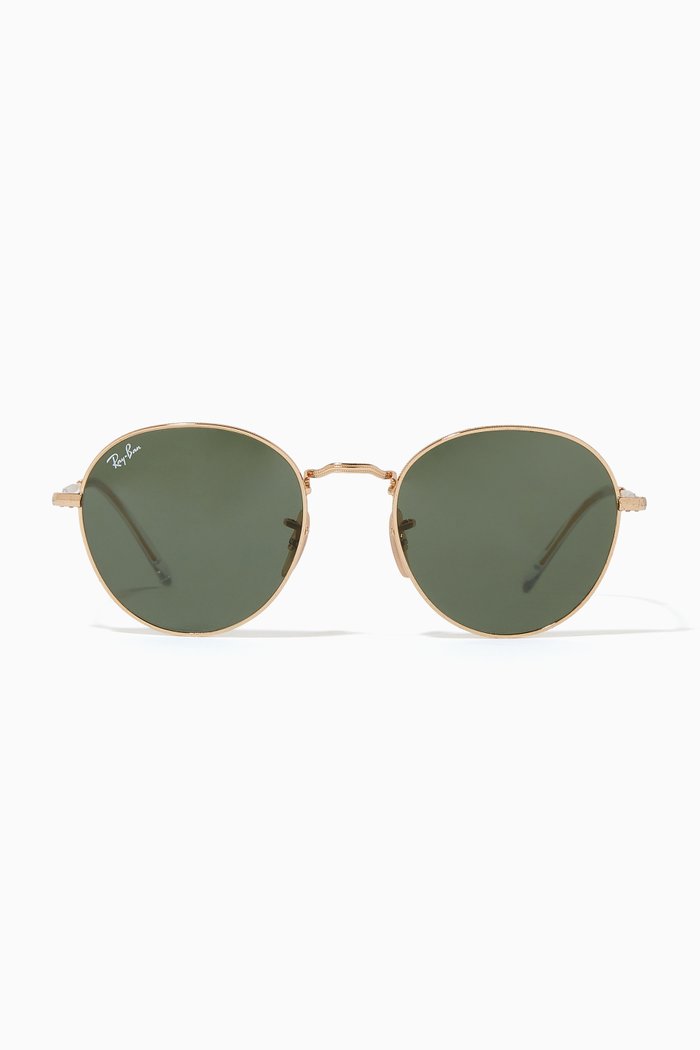 

Round Frame Sunglasses in Metal, Gold