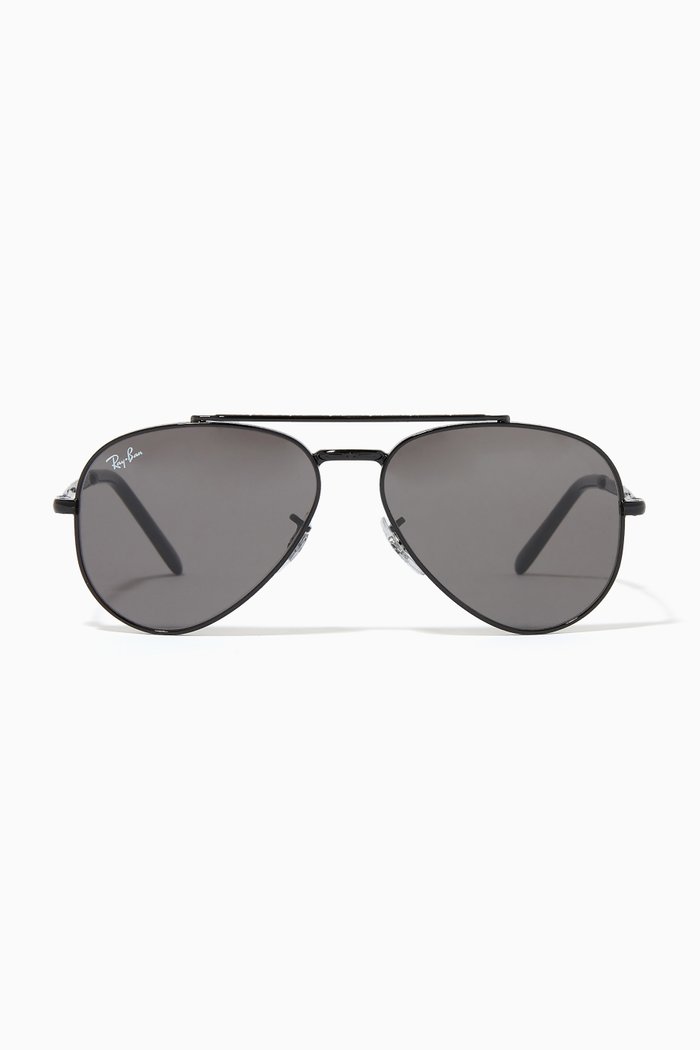 Aviator Sunglasses in Metal, Black