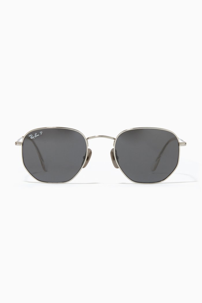 

Hexagonal Frame Sunglasses in Metal, Silver