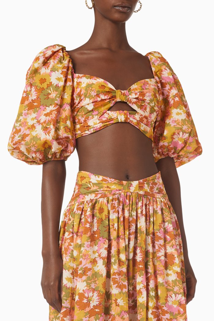 

Violet Twist Crop Top in Cotton, Multicolour
