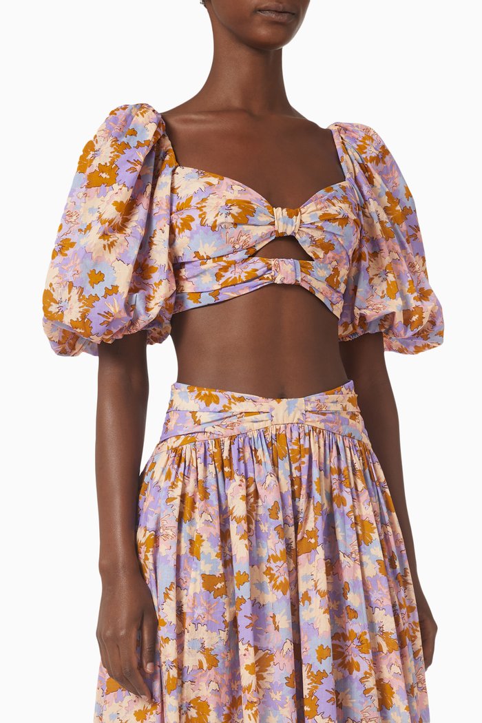 

Violet Twist Crop Top in Cotton, Purple