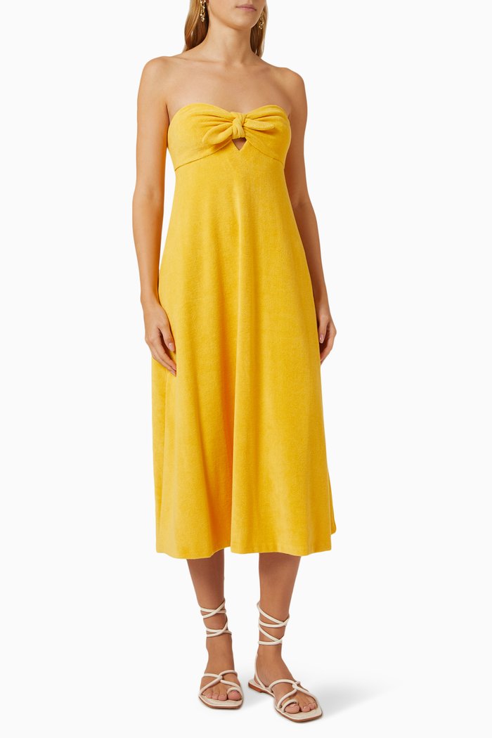 

Jeannie Bandeau Dress in Cotton Terry, Yellow