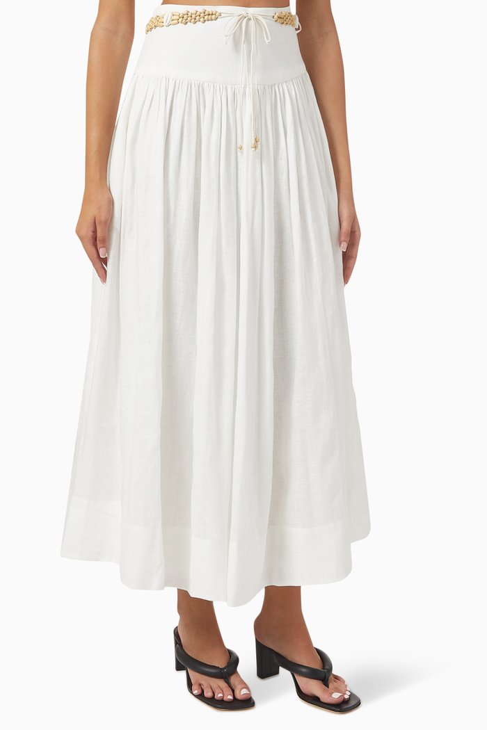

Jeannie Basque Waist Skirt in Cotton, Neutral
