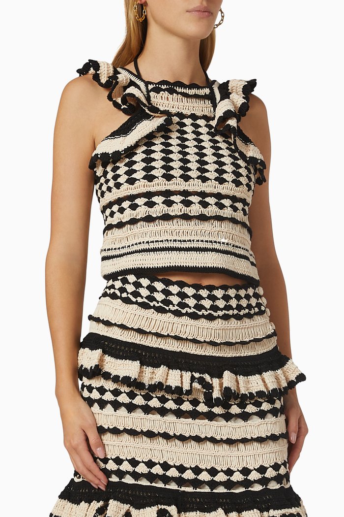 

Anneke Halter Tank in Crochet, Black