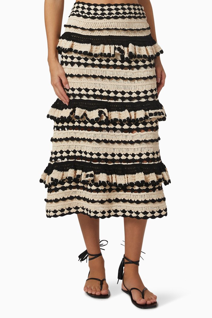 

Anneke Crochet Midi Skirt, Black