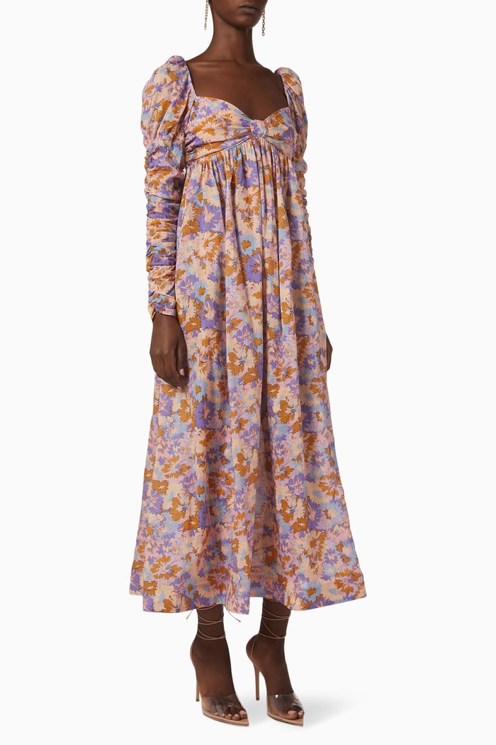 

Violet Midi Dress in Cotton, Purple