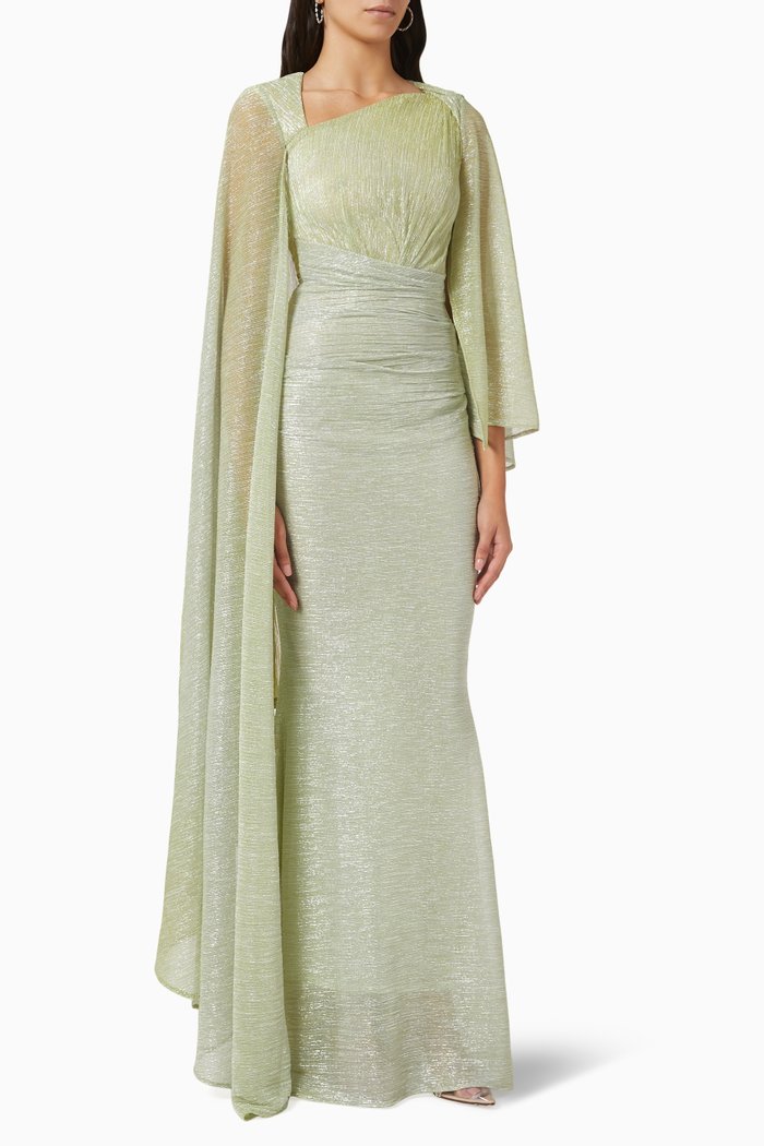 

Cape Ombré Gown in Voile, Green