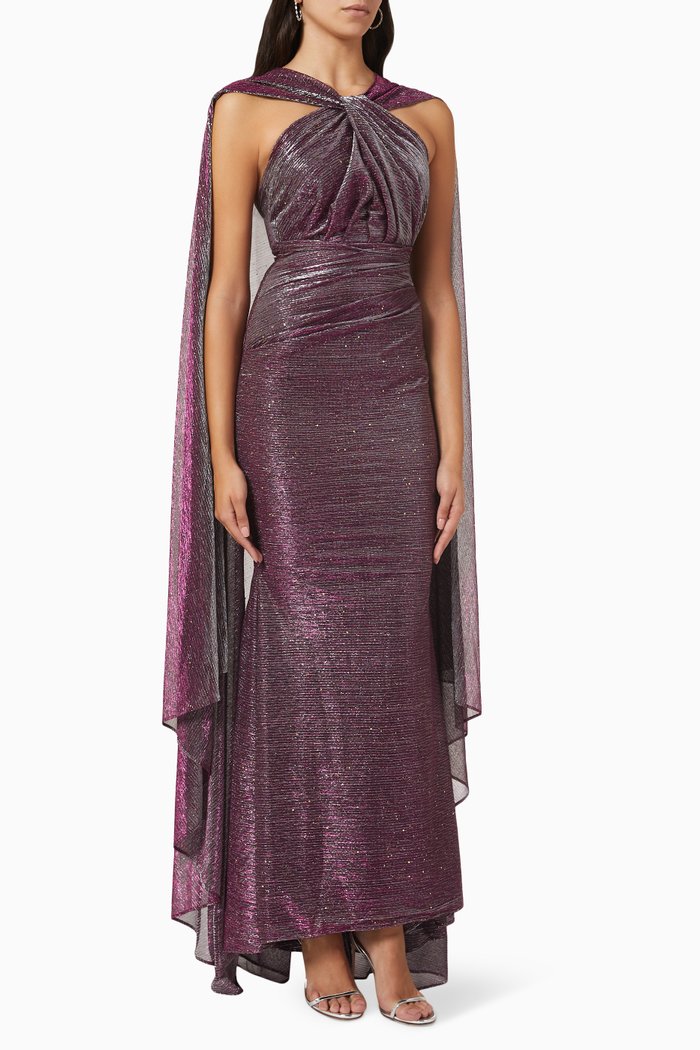 

Draped Ombré Gown in Voile, Pink