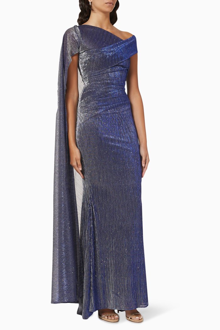 

Cape Gown in Metallic Voile, Blue