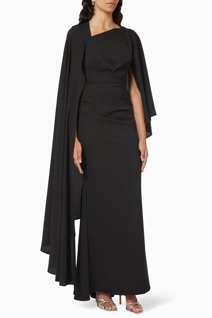 

Cape Gown in Stretch Crespina, Black
