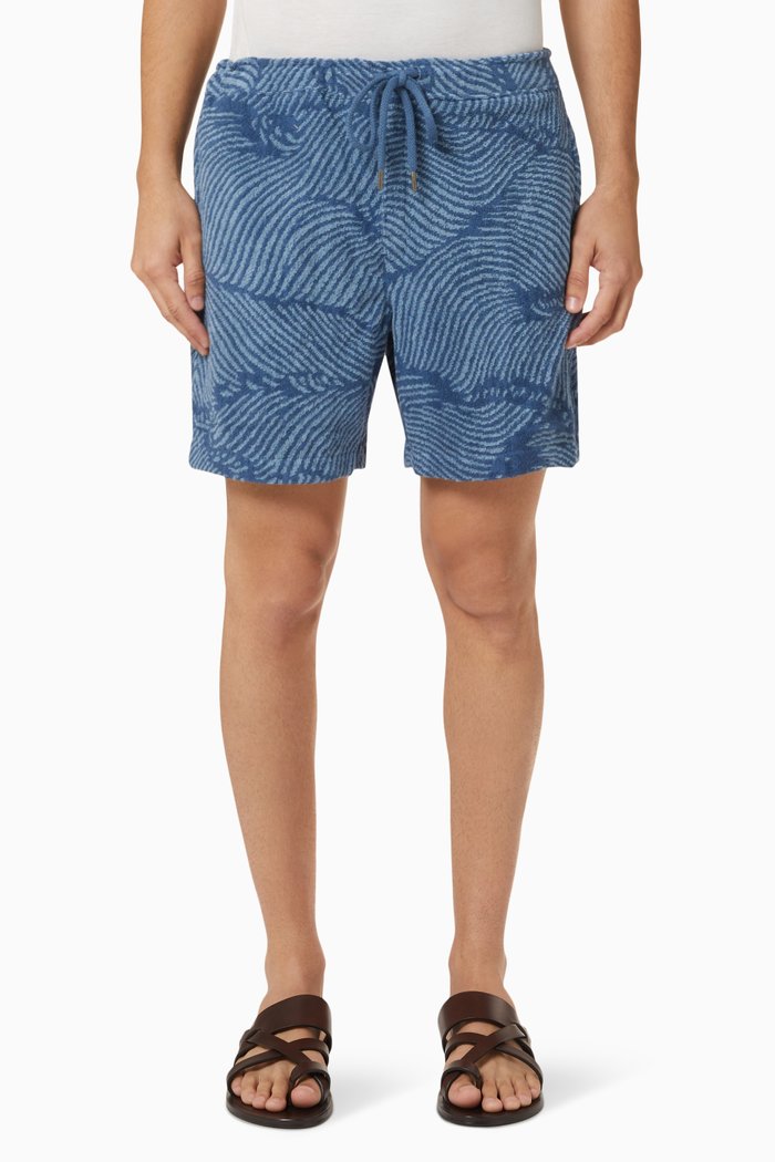 

Wavy Shorts in Cotton Terry, Blue