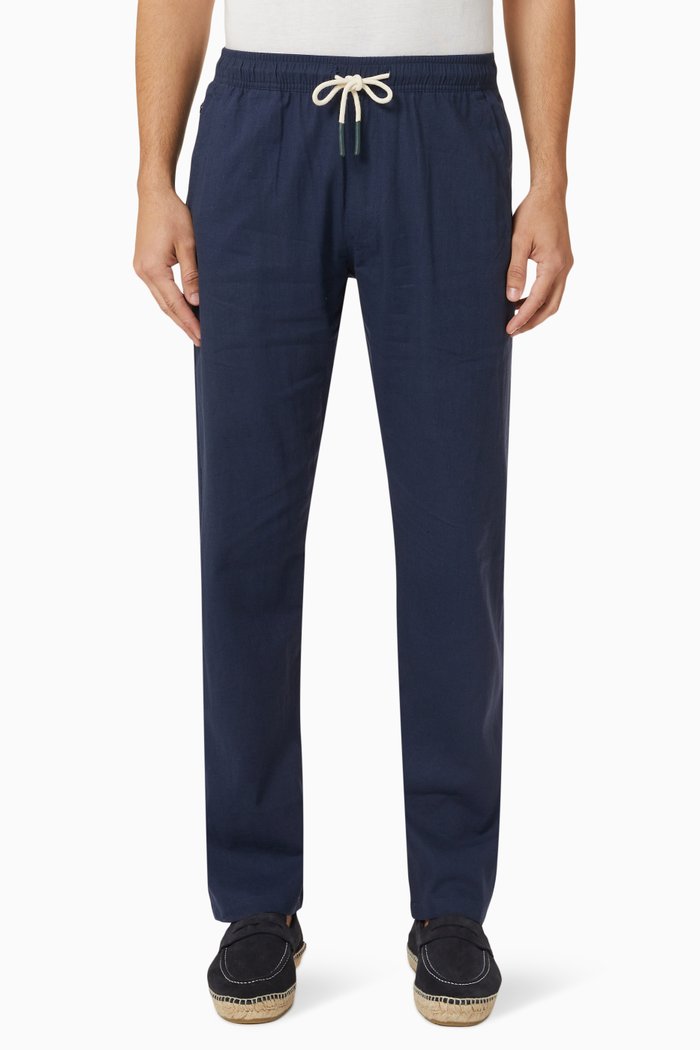 Long Pants in Linen Blend, Blue