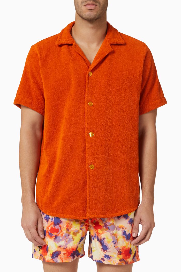 

Cuba Shirt in Cotton Terry, Orange