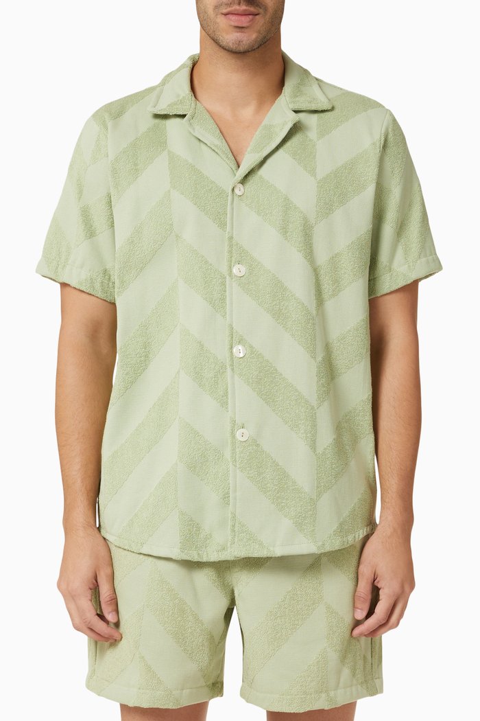 

Sculpted Herring Cuba Shirt in Cotton Terry, Green