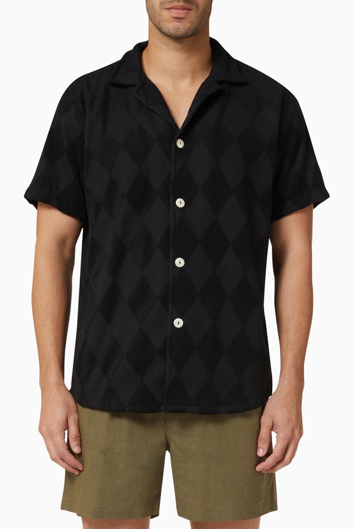 

Diamond Cuba Shirt in Cotton Terry, Black