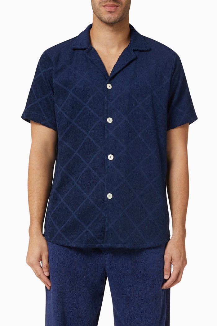 

Square Cuba Shirt in Cotton Terry, Blue