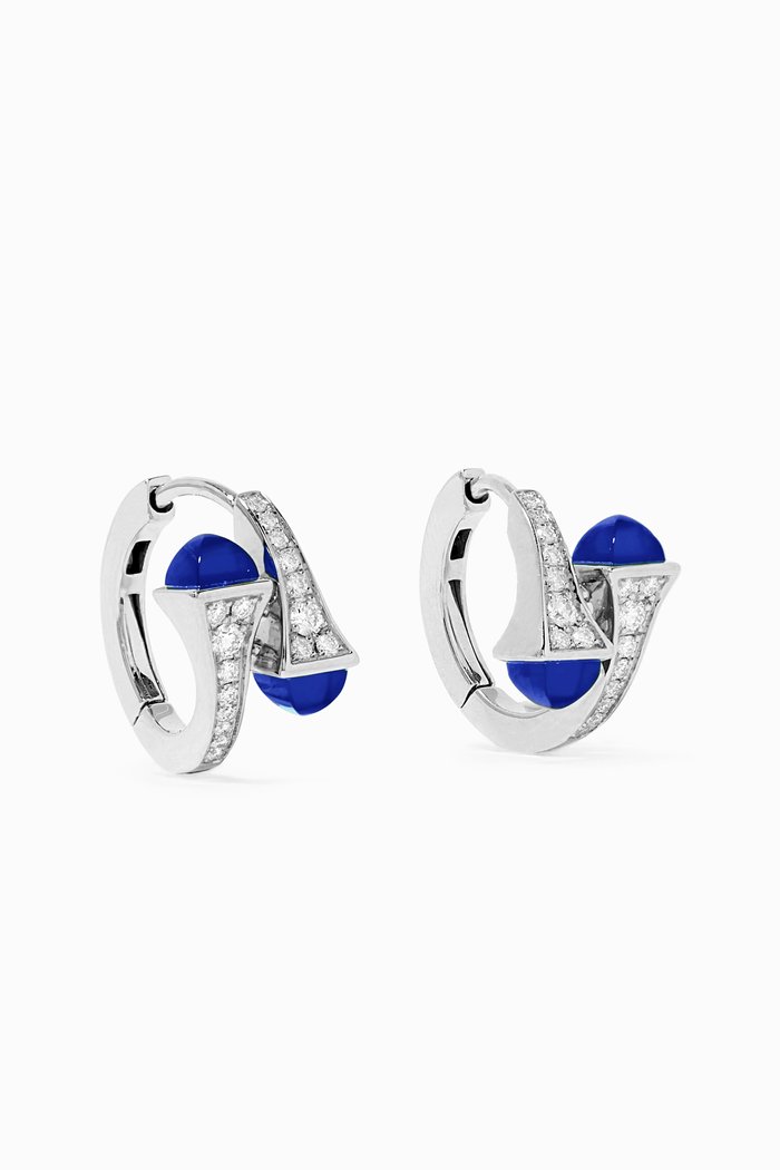 

Cleo Diamond Huggie Earrings in 18kt White Gold, Silver