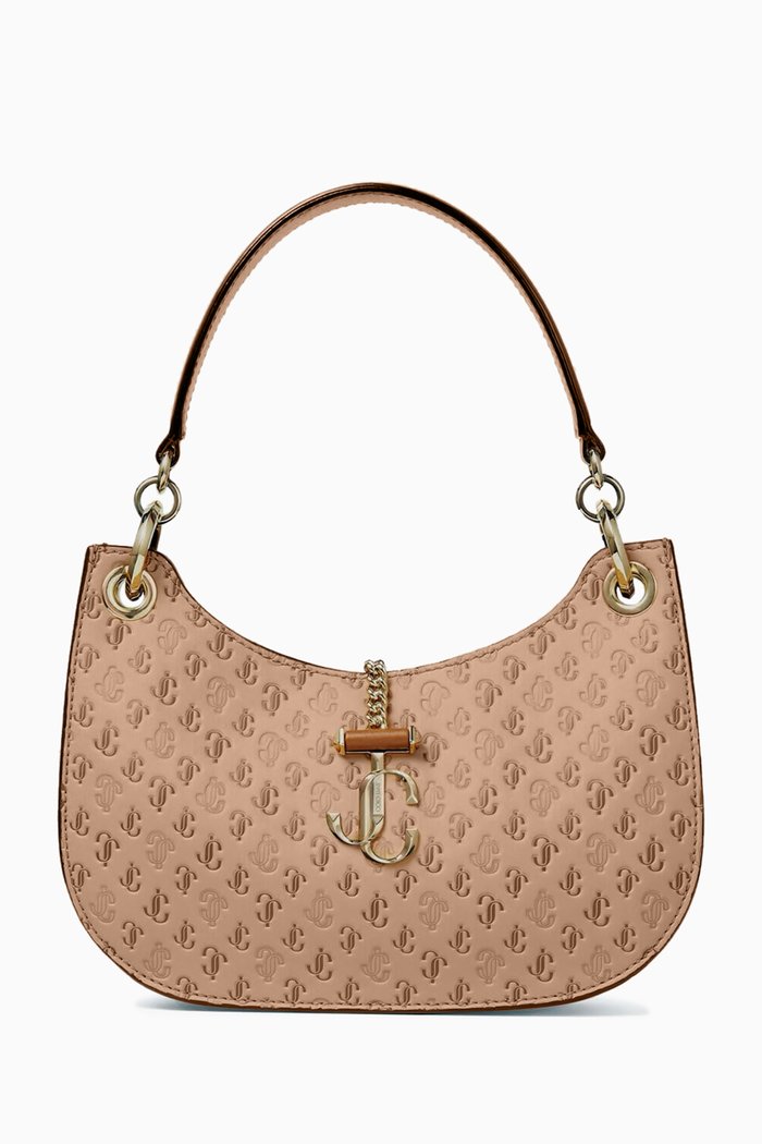 

Varenne Hobo Shoulder Bag in JC Monogram Leather, Brown