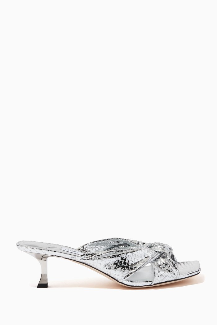 

Avenue 50 Mules in Wrap Leather, Silver