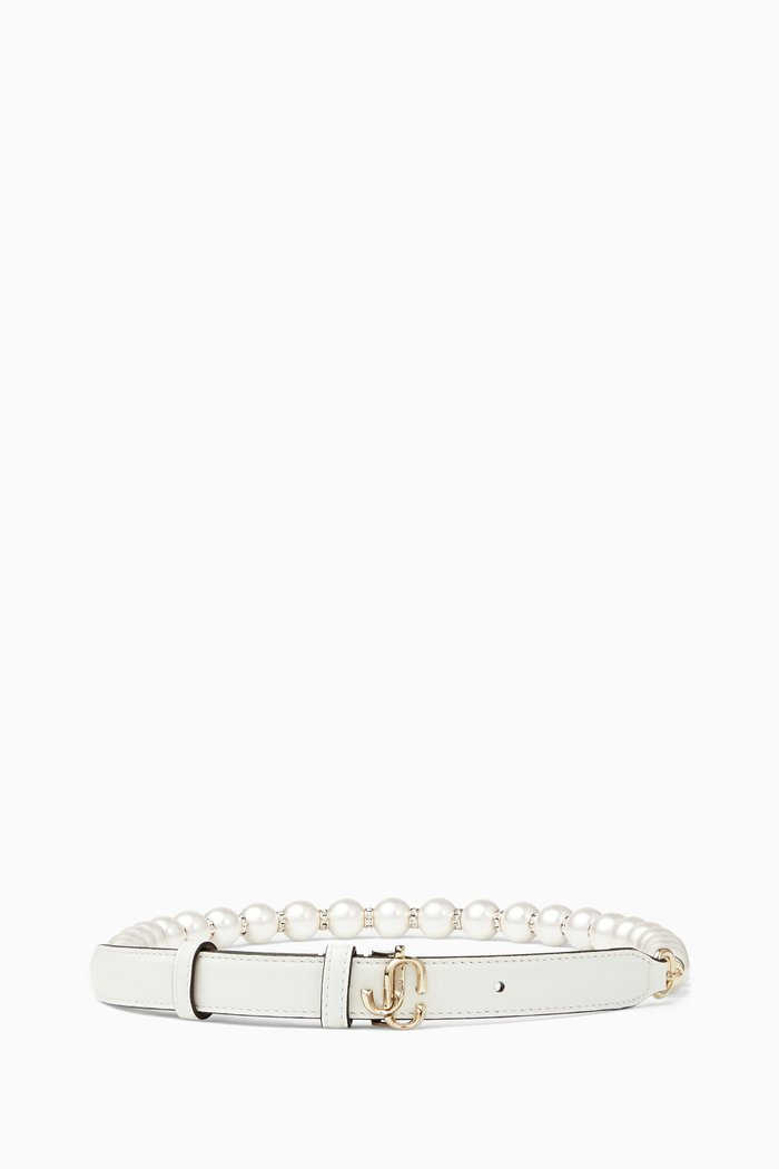

JC Pearl Belt in Leather, White
