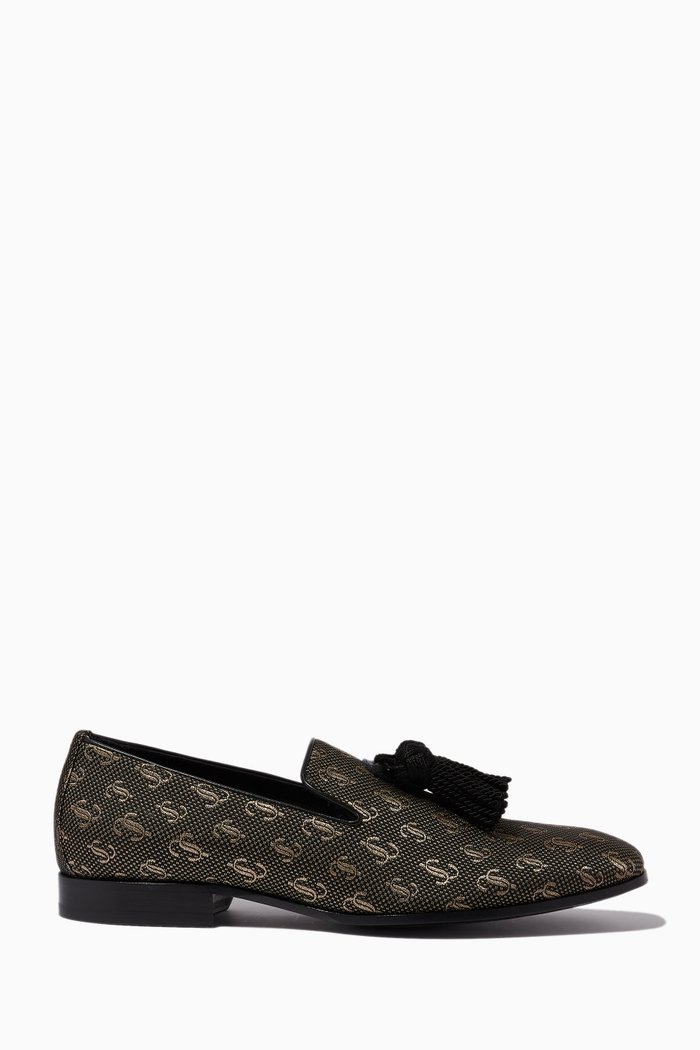 

Foxley Loafers in JC Monogram Lurex & Nappa, Black