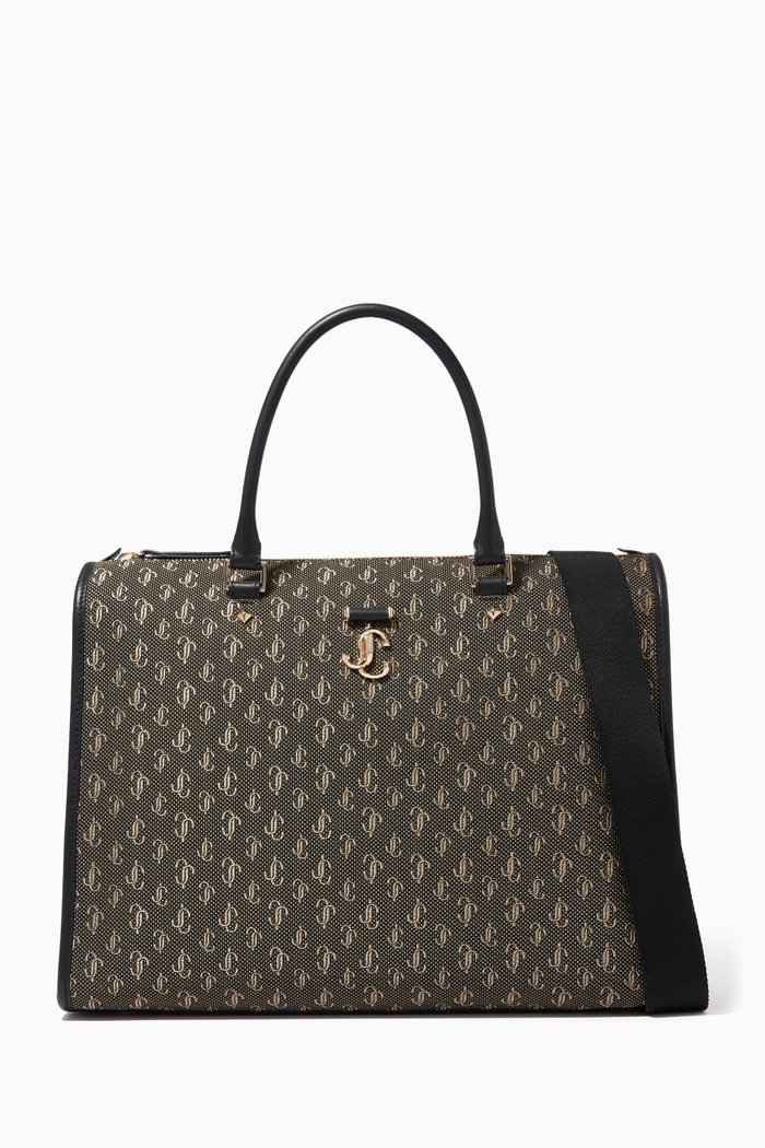 

Webb Top Handle Bag in JC Monogram Jacquard Lurex & Leather, Black