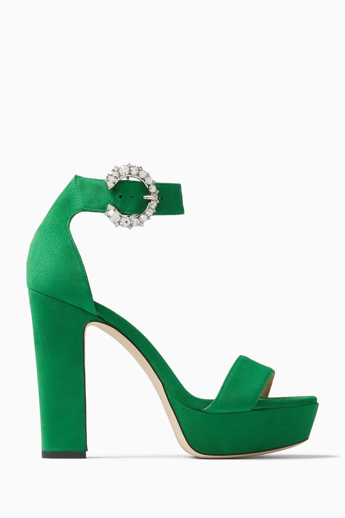 

Mionne 120 Platform Sandals in Suede, Green