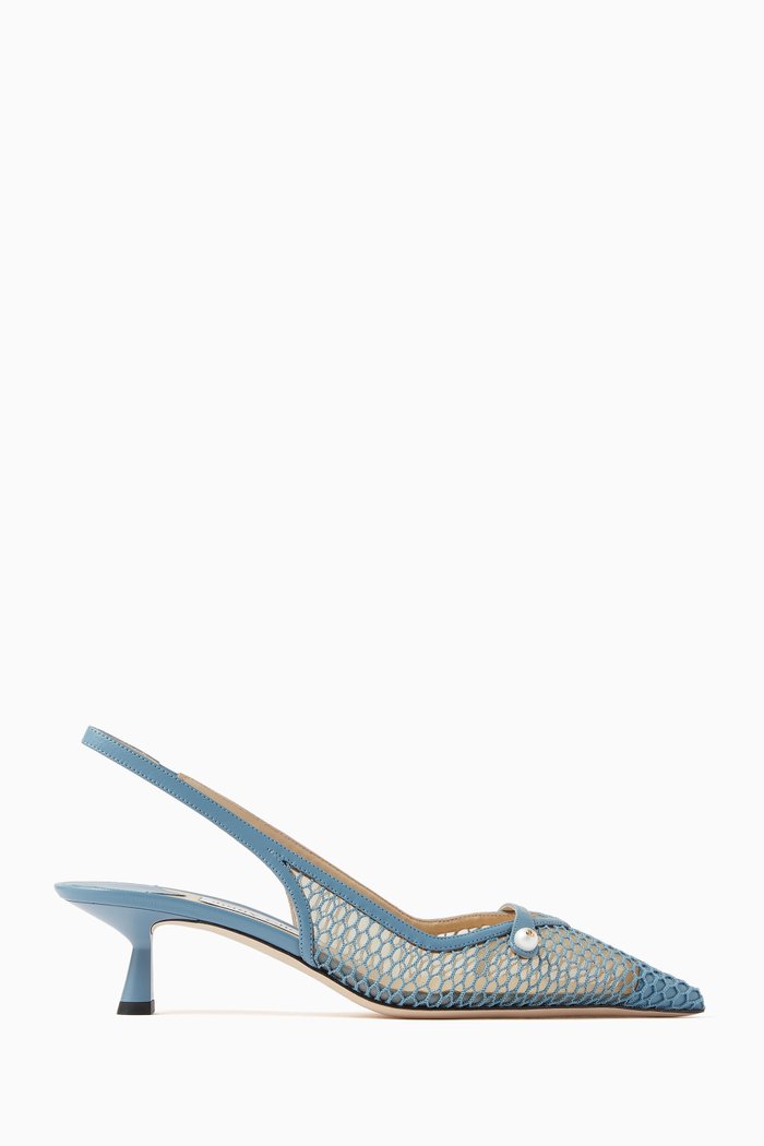 

Amita Slingback Pumps in Fishnet Mesh & Napa, Blue