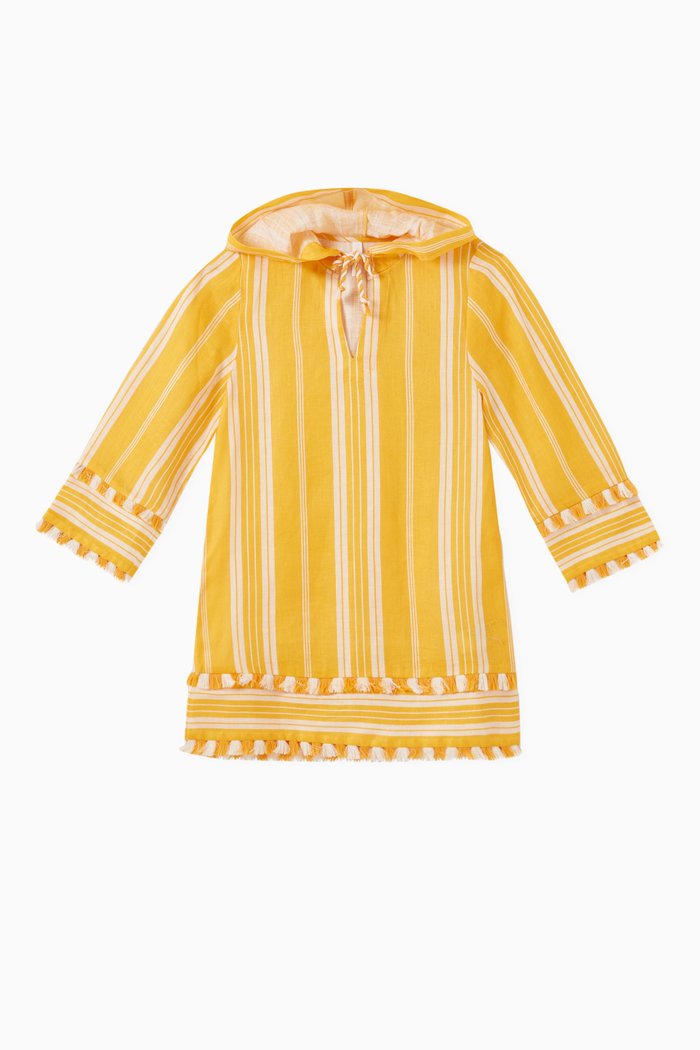 

Anneke Hooded Dress in Linen, Yellow