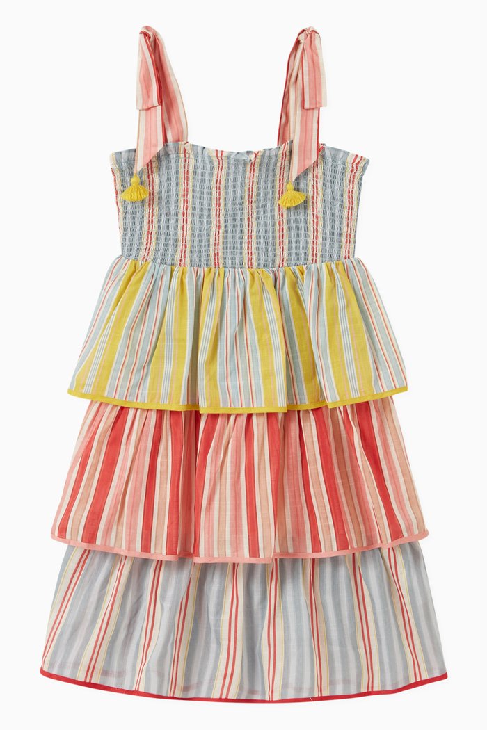 

Pattie Shirred Dress in Cotton, Multicolour