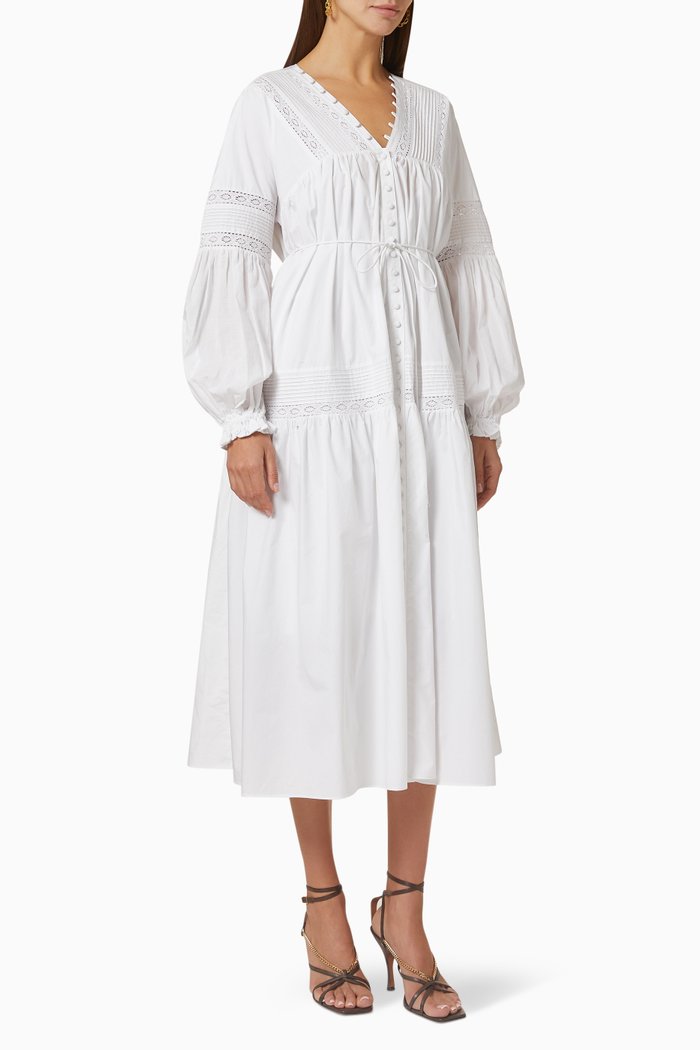 

Marlo Smock Midi Dress in Organic Cotton, White