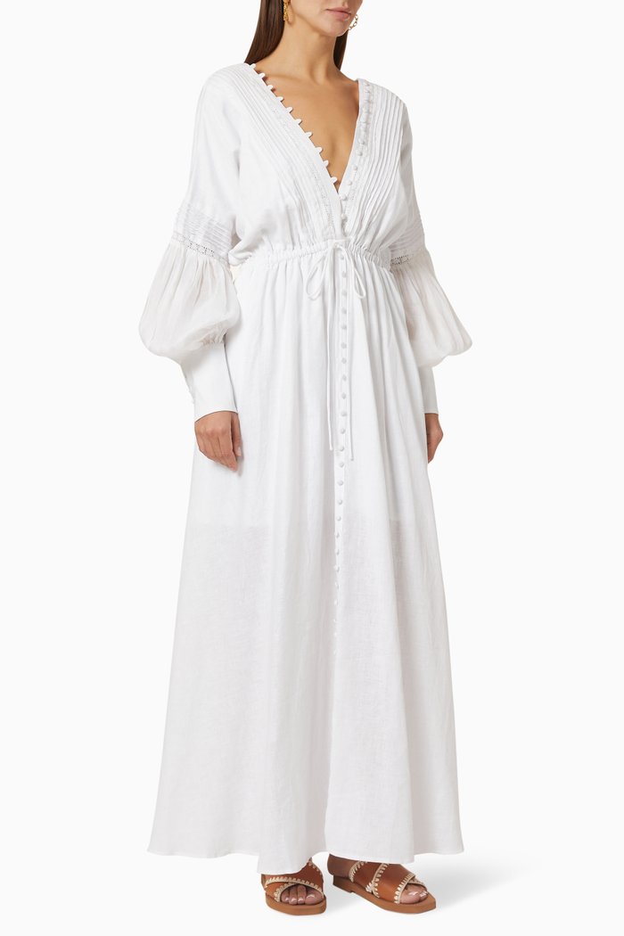Melinda 2.0 Maxi Dress in Linen, White