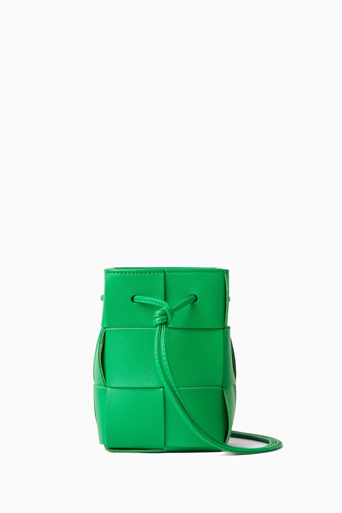 

Mini Cassette Bag in Intrecciato Leather, Green