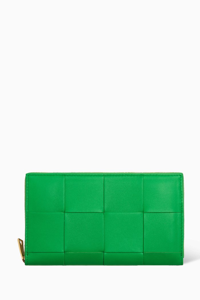 

Continental Wallet in Intrecciato Nappa, Green