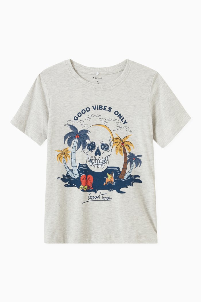 

Skeleton Surfer T-shirt in Cotton, Grey