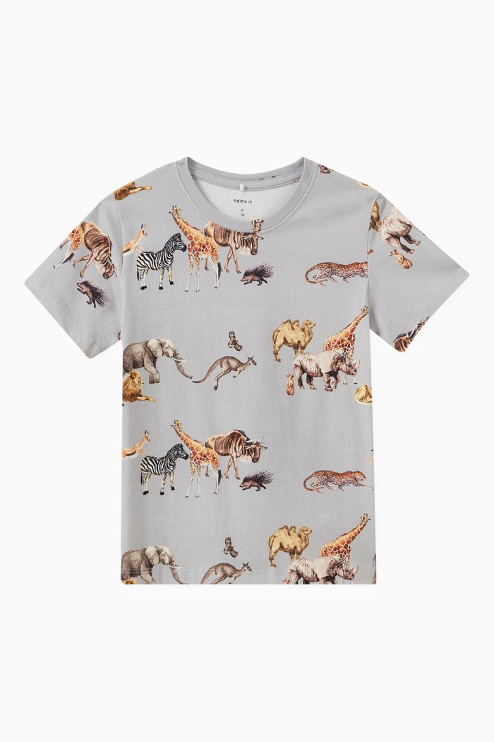 

Safari Print T-shirt in Cotton, Blue