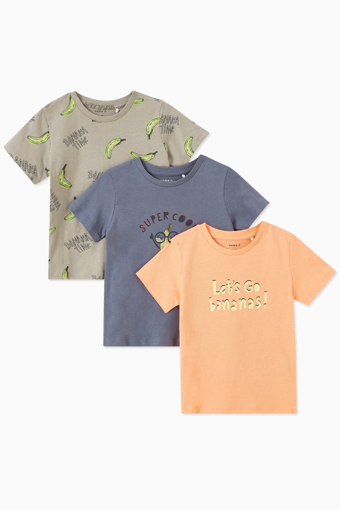 

Graphic Print T-Shirts in Jersey, Set of 3, Multicolour