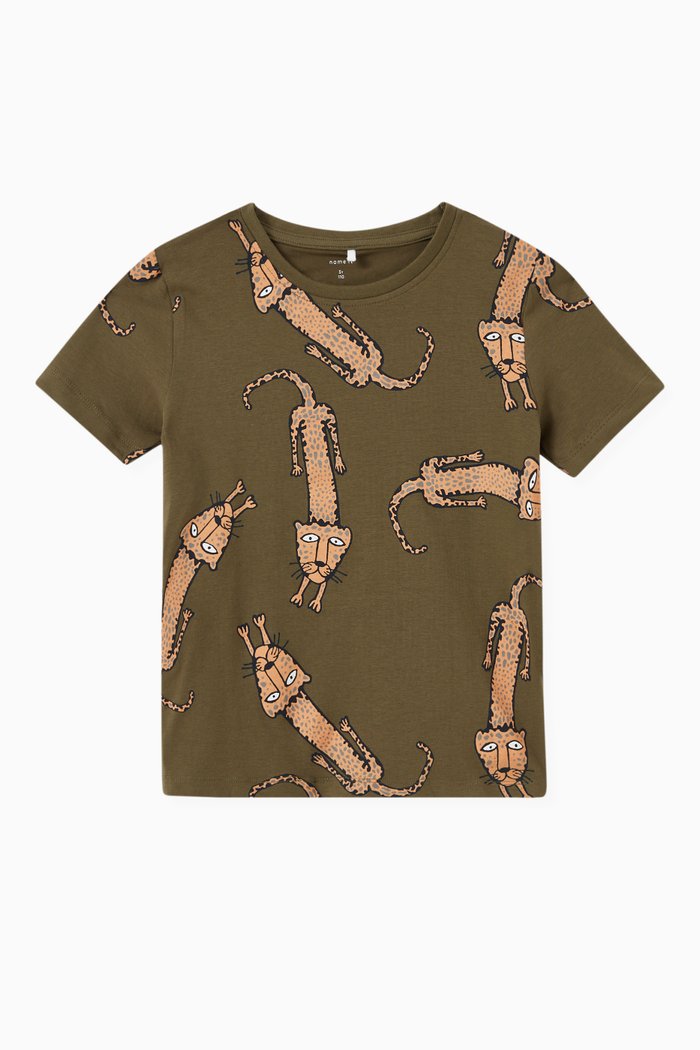 

Jean Animal Print T-shirt in Organic Cotton Jersey, Green