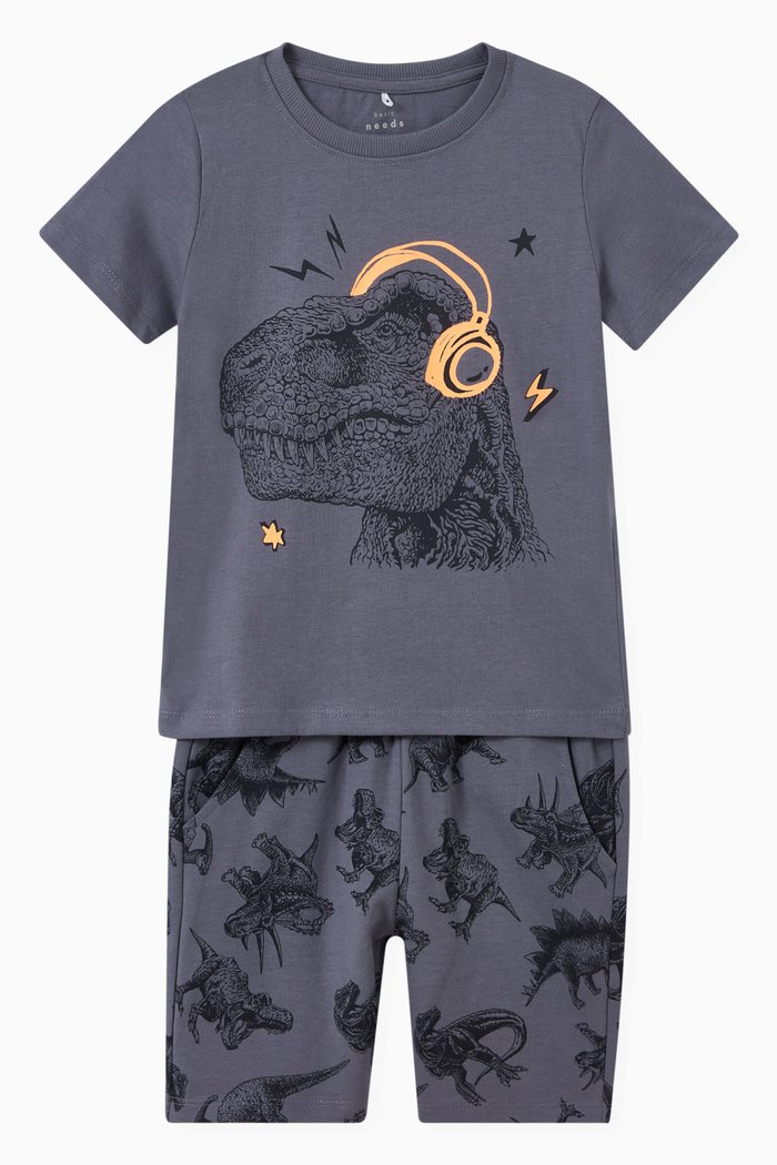 

Vanyo Animal T-shirt & Shorts Set in Cotton Jersey, Grey