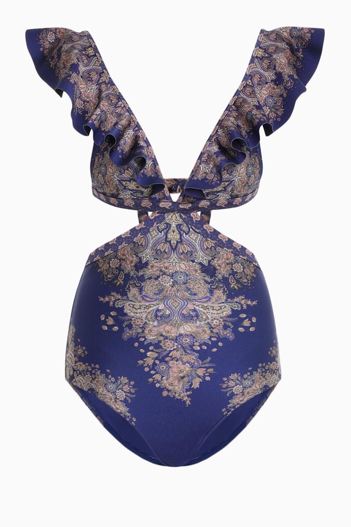 

Anneke Cut Out Ruffle Swimsuit in Lycra®, Blue
