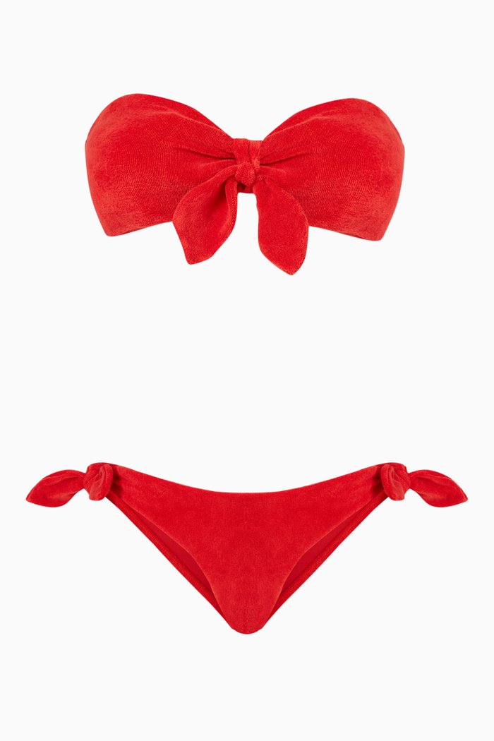 

Lyre Bikini Set in Cotton Terry, Red