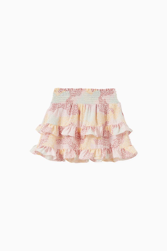

Milu Animal Print Tiered Skirt, Multicolour