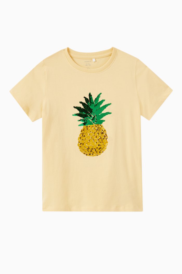 

Sequin Pineapple T-shirt in Organic Cotton Jersey, Yellow
